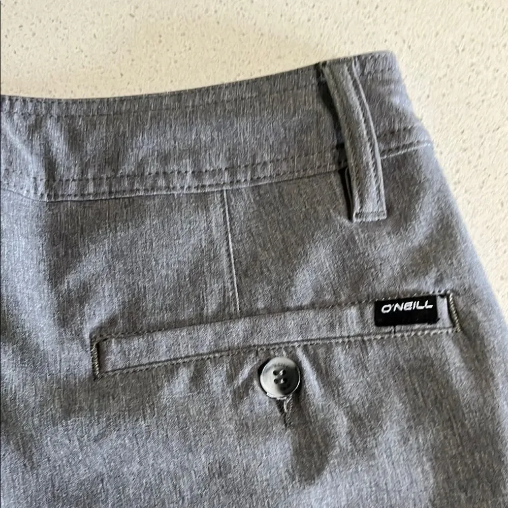 O'Neill Hybrid Gray Flat Front Shorts Drawstring Size 28/11